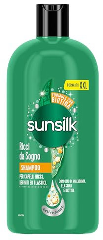 Sunsilk, Shampoo Ricci da Sogno, Shampoo per Capelli Ricci Definiti, Formula Active Fusion Arricchita con Olio di Macadamia, Elastina e Biotina per Capelli Visibilmente Sani, Formato XXL 810 ml