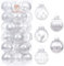 Sea Team Lot de Boules de Noël en Plastique Transparent incassable 60 mm avec Peinture Scintillante, Transparent, Transparent, Boules de Cristal, décorations de Sapin de Noël (30 pièces, Argent)