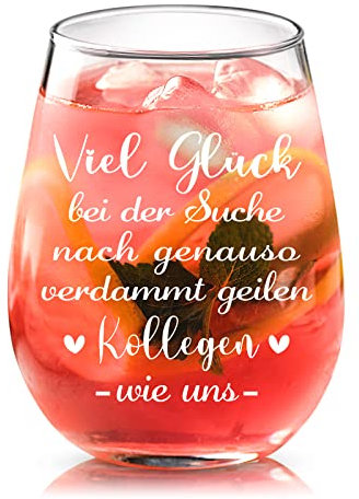Joymaking Abschiedsgeschenk für Kollegen – Viel Glück suche verdammt geilen kollegen wie uns – 450 ml Weinglas Dankeschön Geschenke für Abschied Kollegen Mitarbeiter zum Jobwechsel Neuen Job