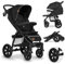 LIONELO Passeggino compatto per bambini dalla nascita fino a 22kg Pieghevole Completa regolazione Posizione sdraiata Cinture 5punti Grandi ruote Ammortizzazione Cappottina XXL (CARBON, ANNET TOUR)