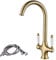 NewEast Traditional Dual Ceramic Lever Swivel Spout Kitchen Sink Mixer Tap, Monobloc Brushed Gold