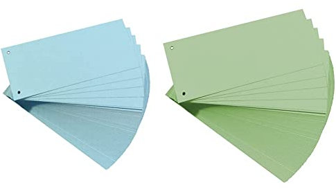 Oxford Trennstreifen, aus Karton, gelocht, 190 g/m², blau, 100 Stück & Trennstreifen, aus Karton, gelocht, 190 g/m², grün, 100 Stück