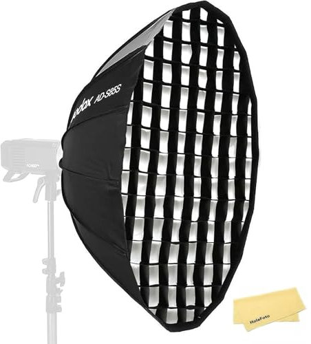 Godox AD-S85S 33.5 Pollici/85cm Portatile Ombrello Softbox con Godox Montatura,Compatibile con AD400Pro AD300Pro ML60 ML60Bi ML30 ML30Bi Strobo Flash per Fotografia Ritrattistica (Interno Argento)