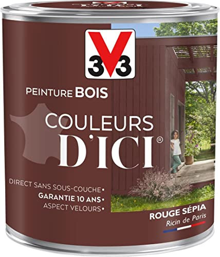 V33 Peinture Bois Couleurs d ICI® - Rouge sépia - Ricin de paris - Velours - 0,5L