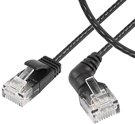 SinLoon 360° Rotation CAT6A Ethernet Cable,Straight to Right Angle High Speed 10Gbps 500Mhz Network Cord, UTP Shielded Twisted Pair for PC,Router,Modem(0.5M/1.64FT)