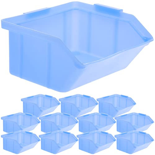 MARURY 12PCS Plastic Storage Bin Hanging Stacking Containers, Stackable Storage Bins Workshop Tool Organizer Bins for Parts Garage, 10X9X4. 5CM