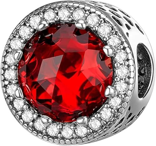 LNQOBU Colours Dije con de cristal de Murano,Plata de ley 925 Abalorios Pulseras Colgante corazón rosa Colgante perla redonda roja,Charms de Para Mujer