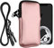 kwmobile Handytasche für Smartphones XXL - 7 - Neopren Handy Hülle Metallic Rosegold mit Kordel - Handy Tasche mit Handykette 17,7 x 8,5 cm Innenmaße