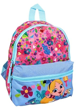 mybagstory - Rucksack – Alice im Wunderland – Rosa – Kinder – Schule – Kindergarten– Kinderschulranzen – Größe 28 cm – verstellbare Träger – Geschenkidee, Rosa, 28 cm