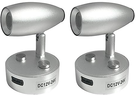 TWSOUL 2PCS Leselampe Wohnmobil,12-24V LED Spot Leselampe Mit Fernsteuerung und Schalter Dimmbar,RV Leselampe mit USB Anschluss für Camper Reisemobil Caravan