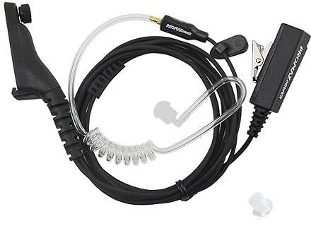 PROMAXPOWER 7 Pin Walkie Talkie Earpiece Compatible with Motorola DP4400 DP4401 DP4600 DP4800 DP4801 DGP4150 XiR-P8200, Acoustic Tube Earpiece with Big PTT Mic, Security Headset for Two Way Radio