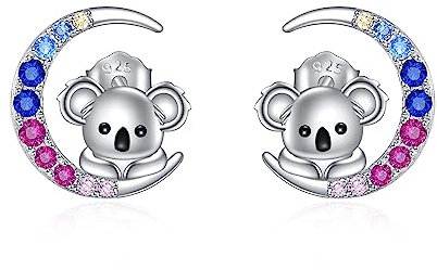 YFN Koala Ohrringe Sterling Silber Niedliches Tier Koala Mond Ohrstecker Koala Schmuck Geschenke für Damen Mädchen