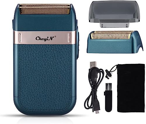 CkeyiN Rasoir Electriques Hommes,USB Tondeuse Barbe,Mini Rasoir Électrique Rasage à Feuilles avec 2 Lames pour Homme,Sans Fil (Vert)