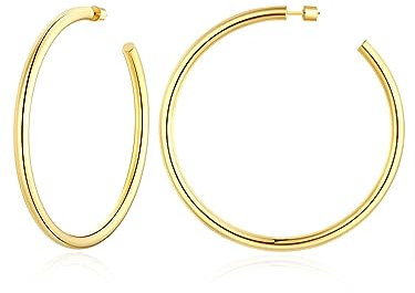 FOCALOOK Große Creolen Große Ohrstecker Gold Damenohrringe Größe 80MM Statement Ohrringe Runde Hängend Earrings Piercing Ohr Große Ohrringe Modeschmuck