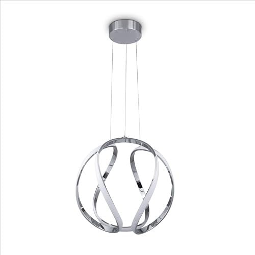 Paco Home Luminaria Suspensión Comedor Decoración Salón LED Colgante Dormitorio Comedor Moderna Estilo, Tipo de lámpara:Tipo 2, Farbe_MuVa:Chrome - Weiß