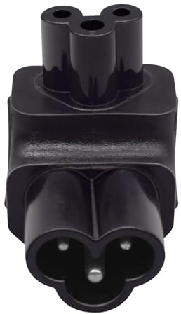 Ronyme Stromumwandlungsstecker-Adapter IEC320 C6 auf C5, schwarz, 90 Grad nach oben, rechtwinklig, Ersatzteile, Zubehör, langlebiger Stromwandler
