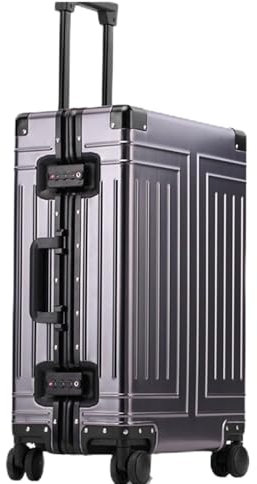 Valcla Reisekoffer Trolley aus Aluminium-Magnesium-Legierung, Universalrad, Metallkoffer, tragbar, komplett aus Aluminium Weichschalenkoffer (Color : D, Size : 20in)