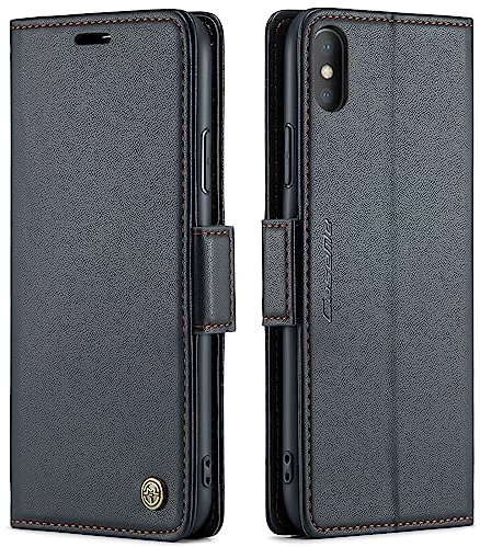 Trugox Wallet Case for Apple iPhone X/iPhone XS Phone Case with Purse Card Holder RFID Blocking Stand Folio Book Folding Flip Case Leather Cover Men Women Shockproof - Black