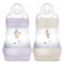 MAM Biberon Easy Start/Anti-Colique - 160ml - Lilas + Sable - Tétine Débit 1 - X2