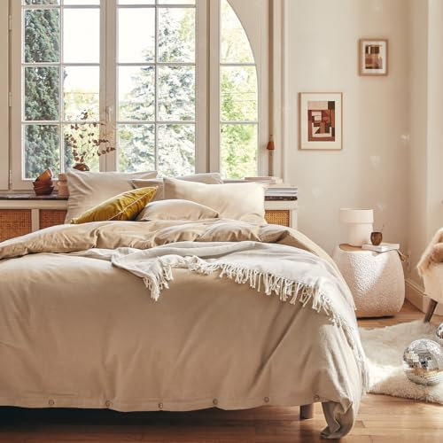 Chambray Uni Baumwolle Flanell Bettbezug Frisson 260x240 cm Essix