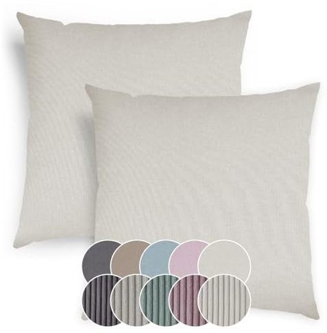 sleepling 2er Set 40 x 40 cm, Sofakissen mit Füllung und Bezug, Zierkissen aus robustem Polsterstoff, Dekokissen, Kopfkissen, Kissen für Couch, beige