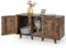 GYMAX 2-Door Cat Litter Box Enclosure, Large Stackable Hidden Privacy Kitty Washroom Furniture Cabinet with Winding Entry and Scratching Board, Indoor Cat House TV Stand Side Table (Industrial Brown)