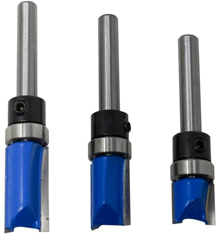 Dapetz ® 3Pc Flush Trim Router Bit Set Top Bearing Pattern Milling Template Cutter 1/4 Shank Blade Lengths 25mm, 20mm, 11.9mm Compatible with Bosch, Makita & DeWalt, Includes Handy Storage Case