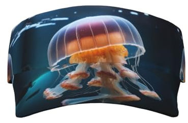DUOTAOXX Sonnenblende für Erwachsene, mit Quallen-Druck, Polyester-Twill für dauerhaften und stilvollen Sonnenschutz, Farbige Quallen, Einheitsgröße