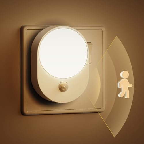 LOHAS-LED Motion Sensor Night Light [2 Pack], Plug in Night Light, Warm White 3000K, 30/60/100lm Brightness Adjustable, Motion Sensor Lights Indoor for Hallway, Bathroom, Bedroom, Stairs