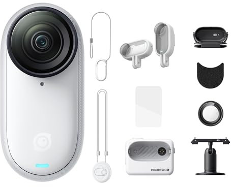 Insta360 GO 3S Action Bundle - 4K Tiny Portable Vlogging Camera, Hands-Free POVs, Mount Anywhere, Stabilization, 140 Min Battery Life, 10m Waterproof, AI Editing, For Vlog, Travel