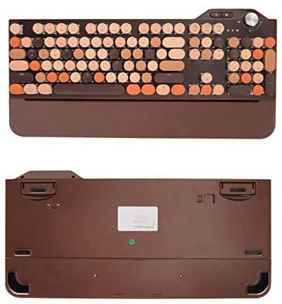 Annadue Retro Schreibmaschinentastatur Kabellos, 107 Tasten Hot Swap fähig 2,4 G/Bluetooth 5.1/USB Kabelgebundene Mechanische Tastatur mit LED Hintergrundbeleuchtung, Lautstärkeregler