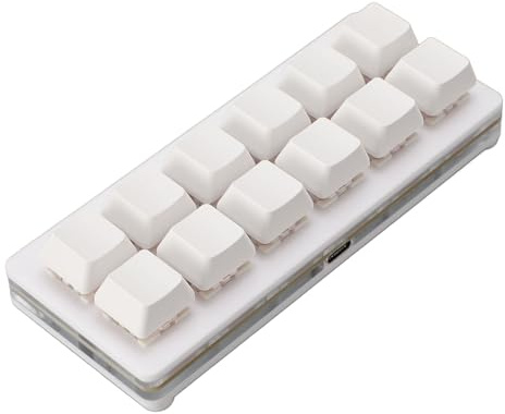 Bewinner 12-Tasten-Mechanische Gaming-Tastatur, Einhand-Makro-maßgeschneiderte OSU-Tastatur, USB-C-kabelgebundene, Programmierbare RGB-Tastatur mit Hintergrundbeleuchtung für PC (White)