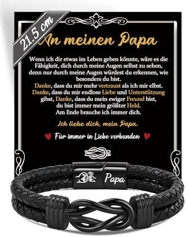 SUNSH Papa Geschenk Vatertagsgeschenke für Papa Armband Herren, Vatertag Geschenk von Tochter Geburtstagsgeschenk für Papa, Vatertag Geburtstag Weihnachten-21,5cm
