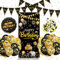 Geburtstagsdeko Schwarz Gold - Dekoration für Mann, Frau, Junge, Mädchen Mit Konfetti, Luftballons - Birthday Decorations für 1, 13, 21, 90 Jahre