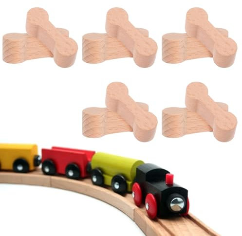 GXGM 10 Stück Holzeisenbahn Schienen, Holzschienen Gleisverbinder, Eisenbahn Zubehör,Holzeisenbahn Verbindungsstücke Verbinder, Adapter Kompatibel Mit Brio, Lillabo, Melissa Uvm(3.5Cm)