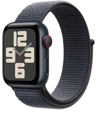 Apple Watch SE (2nd Gen) GPS + Cellular 40mm Smartwatch with Midnight Aluminium Case with Ink Sport Loop - One Size. Fitness and Sleep Trackers, Crash Detection, Heart Rate Monitor, Carbon Neutral