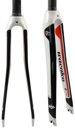 BSFHQS Fourche Rigide en Fibre De Carbone Fourche Avant De Vélo De Route 700C Frein À C Fourche Rigide À Tube Droit 1-1/8 28.6MM Fourche Dure À Libération Rapide 100MM QR(White-Black)
