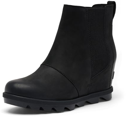 Sorel Women's Joan Rhapsody Chelsea Wedge Boot, Black/Black, 8