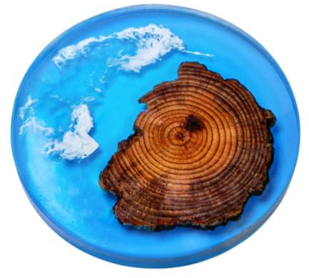 Milageto 6-teilige saugfähige Untersetzer aus Holz, Harz-Getränke untersetzer, Moderne Epoxid-Untersetzer für Kaffee Tisch, Familie und Freunde, Runden