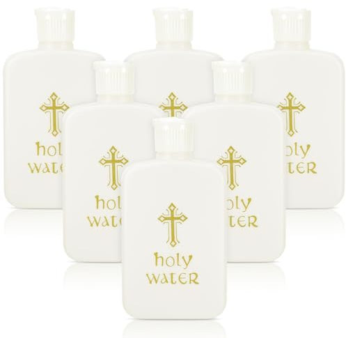 MAGICLULU 6 Stück Weihwasserflaschen Weihwasserbehälter Mit Schraubdeckel Wasserflaschen Mit Goldenem Kreuzmuster Für Kirche Ostern Halloween Taufe Weihnachtsfeier 100 Ml