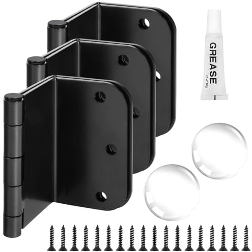 3-Pack Offset Door Hinges, Matte Black Door Hinges 3.5 Inch 5/8 Radius Corner for Handicap, Swing Clear for Exterior & Interior with Wall Handle Stopper & Grease, Heavy Duty Hardware