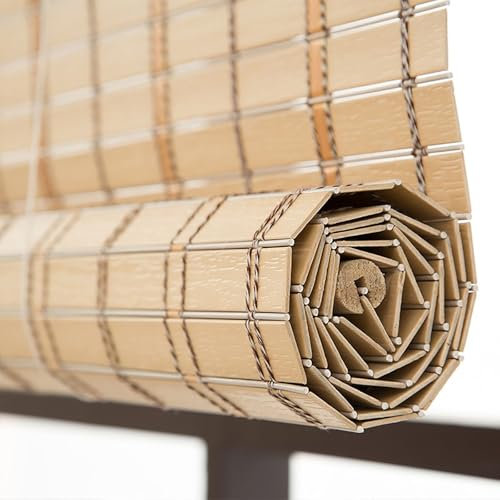 Store Enrouleur Bambou PVC Store Extérieur Bambou Imperméable/Résistant Aux Intempéries Stores À Rouleaux Romains 60X120 80X130 90X180 110X200cm Intimité Rideau Occultant Pour Fenêtres Cuisine(70x180c