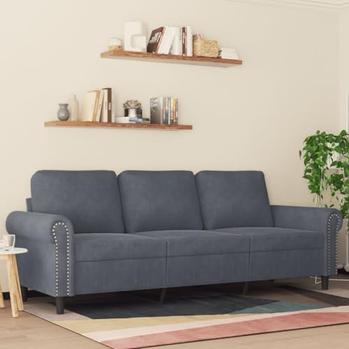 MOBCANT 3-Sitzer-Sofa Dunkelgrau 180 cm Samt Wohnlandschaft Couch Couchgarnitur Schlafsofa für Wohnung Schlafzimmer Büro Empfangsraum