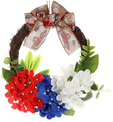 Corona de flores artificiales para puerta delantera, jardín, ventana, Navidad, boda, fiesta, decoración patriótica
