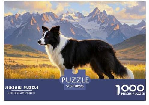 Puzzle Border Collie Aus 1000 Stücken Für Erwachsene,Graslandschaft Herausforderungsspielzeug Denksport-Puzzle Home-Dekoration 38x26cm/1000pcs
