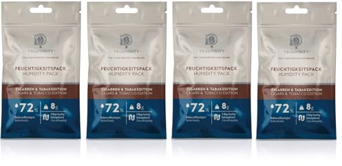 TRUEMIDITY Feuchtigkeitspack für Zigarren und Tabak, 72% Relative Luftfeuchtigkeit, 8g, 2-Wege-Feuchtigkeitsregulierung, Humidor-Pflege (Beige - Sie erhalten 4 Stück, 6 x 10.5cm)