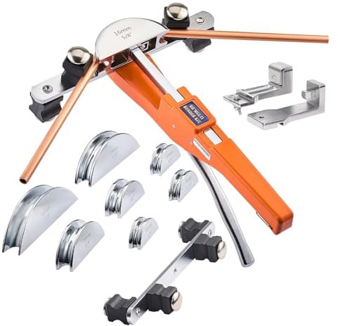 VEVOR Kit Piegatubi Pinza Piegatrice Manuale per Tubi in Rame e Alluminio, Utensile per Piegatura Manuale Spessore Compatibile 0,5-1,2 mm Angolo di Piegatura max. 90° per Riparazione Impianti