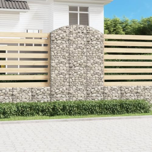 sephironlbb Gabion avec arc haut en fer galvanisé - 150 x 50 x 220/240 cm - Paroi de gabion stable avec fil de 3,5 mm - Mailles de 5 x 10 cm - Pour jardin, terrasse, balcon - Protection contre le vent
