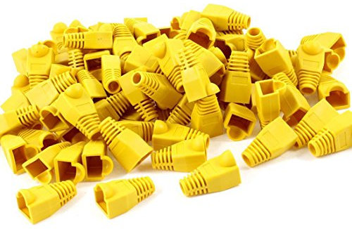 YIOVVOM Soft Plastic Ethernet RJ45 Cable Connector Boots Cover Strain Relief Boots CAT5 CAT5E CAT6 CAT6E 100PCS (Yellow)