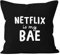 MoonWorks Kissen-Bezug Netflix is My BAE Kissen-Hülle Deko-Kissen Baumwolle schwarz Unisize